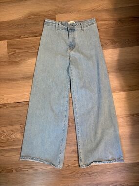 Light Blue Wide-Leg Womens Jeans